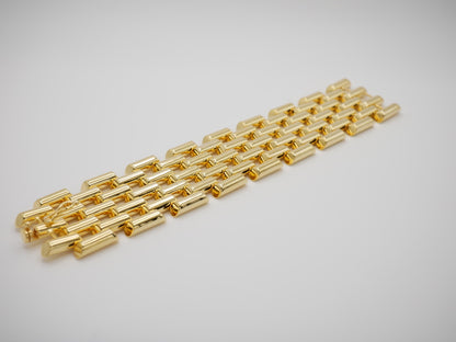 Vintage Retro Wide Gold Link Tube Bracelet, view 5