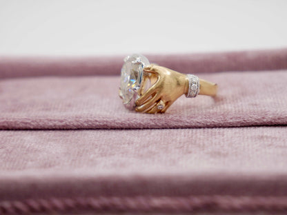 Pear Antique or Vintage Inspired Claddagh Ring in 9K, 14K or 18K Gold, view 7