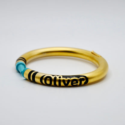 Customizable Crayon Bracelet with Turquoise Tips and Black Accents, view 2