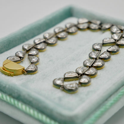 Georgian Victorian Riviere Scalloped Half Moon Collet Tennis Necklace, view 12