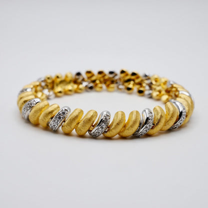 Rigatto Silk Engraved Bracelet with Moissanites, 18K Gold Filled