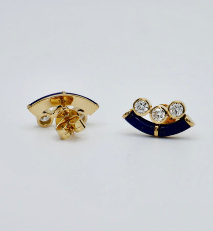 Boucles d'oreilles clous en émeraudes de Zambie, taille ronde et émeraude, serties en chaton géorgien, 9 carats