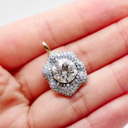 Vintage Inspired Old Mine Cut Cushion Halo Pendant, view 5