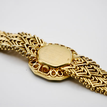 Vintage Audemars Piguet Ladies Watch Gold Malachite Diamond 1970s Manual Wind Luxury Swiss, 18K Gold, view 2