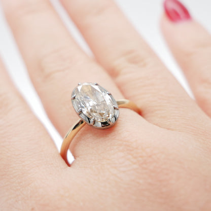 Georgian Victorian Champagne Oval Lab Diamond Ring, 14K Gold, view 10