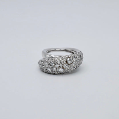 Pavé crossover dome ring in 18K white gold with lab grown diamonds