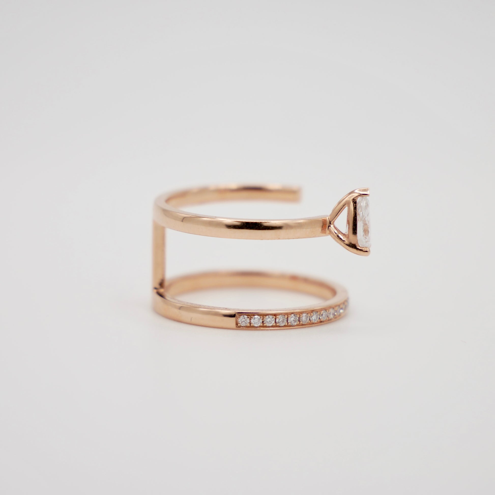 Repossi Serti Sur Vide Ring Rose Gold with Pear Diamond