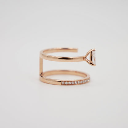 Floating Pear Diamond Ring, 18K Rose Gold, view 2