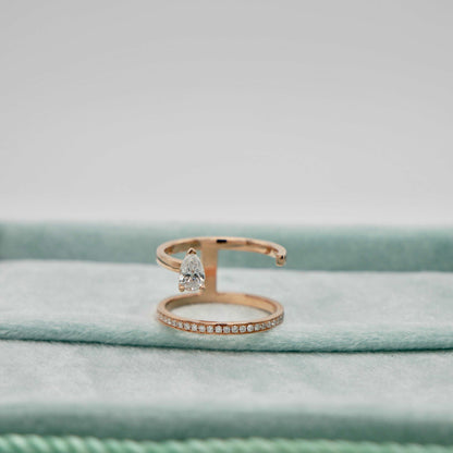 Floating Pear Diamond Ring, 18K Rose Gold, view 5