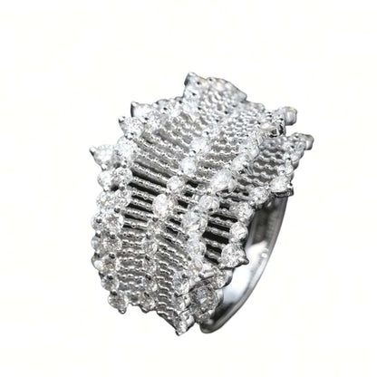 Diamond Lace Wave Ring, 18K Gold
