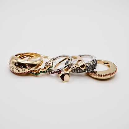 Stacked Hamburger Ring, Solid Gold, view 3