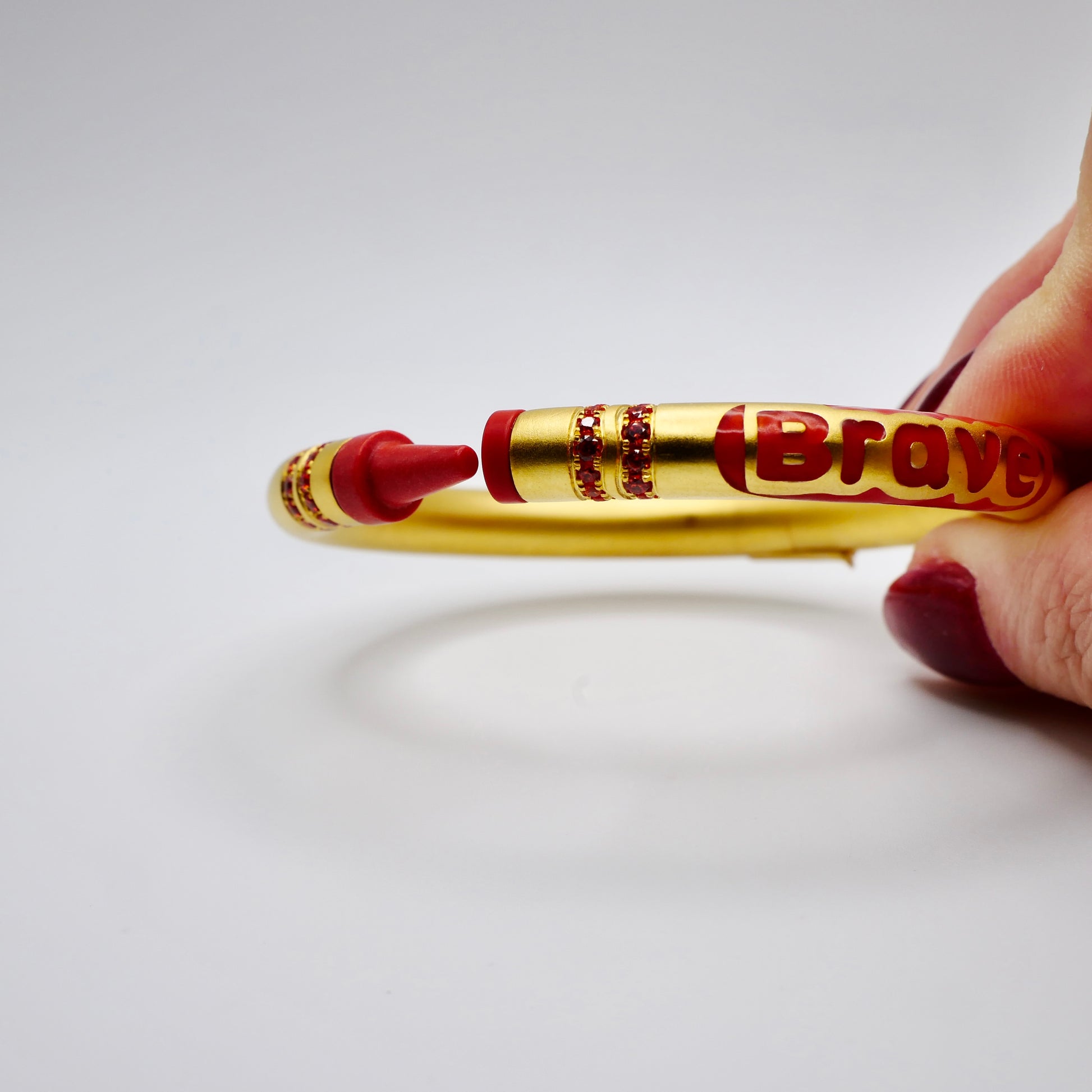 Customizable Crayon Bracelet in 18K Gold Filled with Orange Coral and Orange Moissanites | Nadine Ghosn style | Drake jewelry | Justin Bieber jewelry | Beyonce jewelry | novelty fun fine jewelry | by Disco Marshmallow