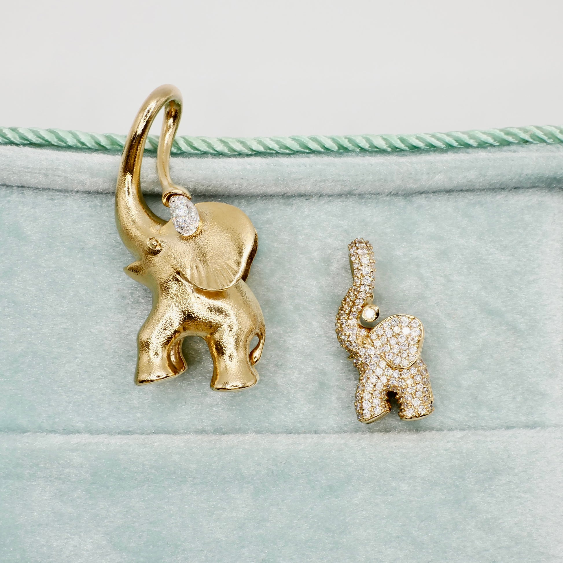 18K Yellow Gold Pave Diamond Medium Elephant Pendant Charm | Ole Lynggaard Copenhagen style | Tamara Kalinic jewelry | nature inspired fine jewelry | by Disco Marshmallow