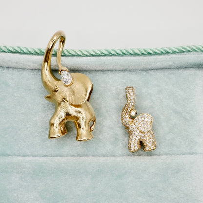 Pave Diamond Medium Elephant Pendant Charm, 18K Yellow Gold, view 8