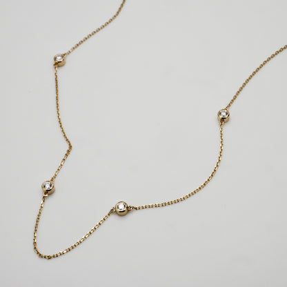Diamond or Moissanite by the Yard Necklace, 14K Gold, view 4