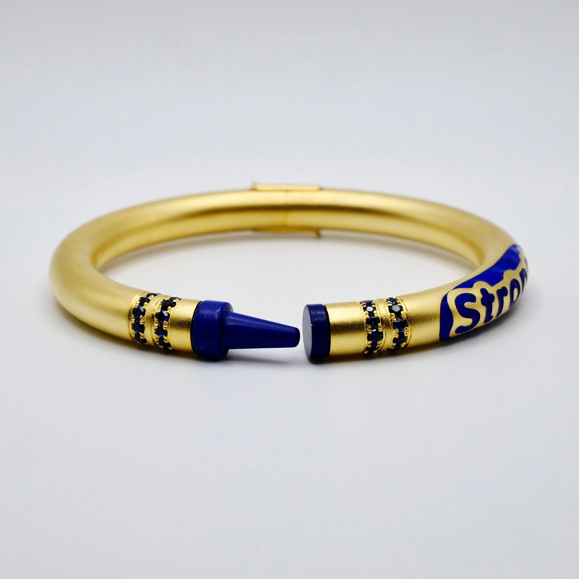 Customizable Crayon Bracelet in 18K Gold Filled with Blue Lapis and Blue Moissanites | Nadine Ghosn style | Drake jewelry | Justin Bieber jewelry | Beyonce jewelry | novelty fun fine jewelry | by Disco Marshmallow