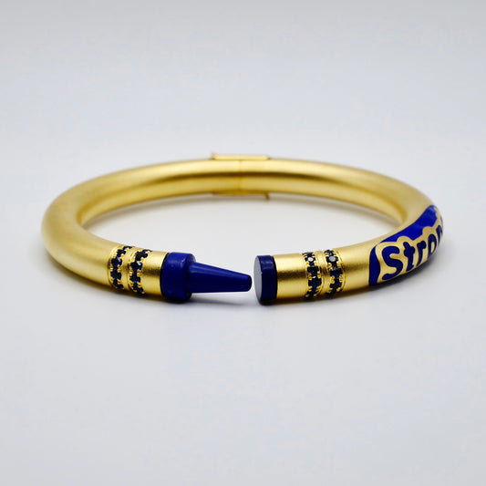 Customizable Crayon Bracelet in 18K Gold Filled with Blue Lapis and Blue Moissanites | Nadine Ghosn style | Drake jewelry | Justin Bieber jewelry | Beyonce jewelry | novelty fun fine jewelry | by Disco Marshmallow