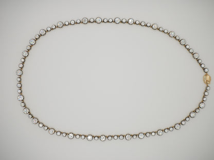 Georgian Victorian Riviere Collet Button Back Diamond or Moissanite Tennis Necklace, 21 Ct, view 2