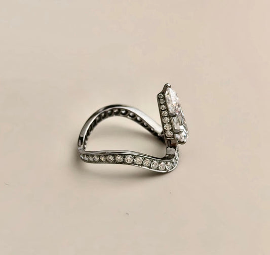 Pear Sculptural Diamond Ring, view 2