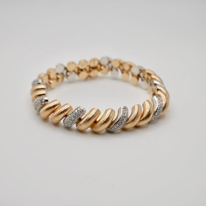 Silk Engraved Rigatto Twist Bracelet with Pavé Lab Diamonds in 14K or 18K Gold