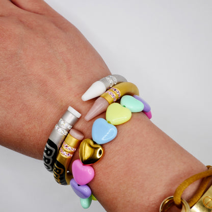 Customizable Crayon Bracelet with Porcelain and Moissanites, view 7
