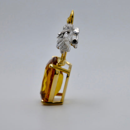 Bird Brooch with Elongated Cushion Citrine and Moissanites, 18K Gold Filled, view 6