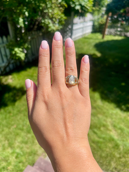 Pear Antique or Vintage Inspired Claddagh Ring in 9K, 14K or 18K Gold, view 10