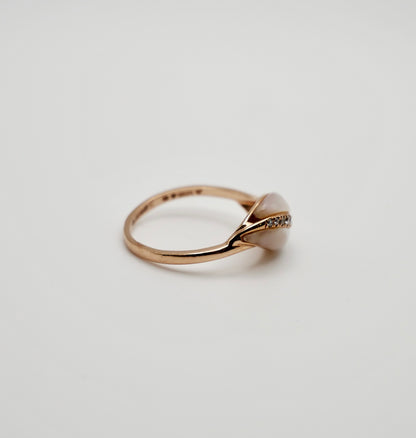 Pearl Leaf Diamond Ring, 14K Gold, view 5