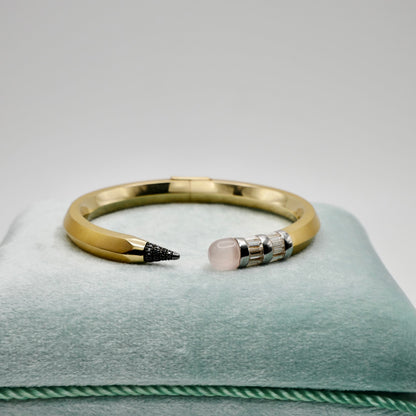 Pencil Bangle with Moissanite and Pink Nephrite, view 2
