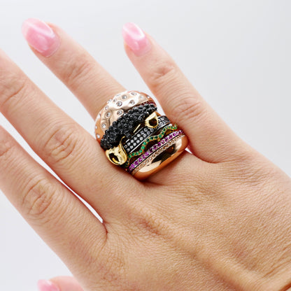 Stacked Caviar Hamburger Ring, 18K Gold Filled, view 7