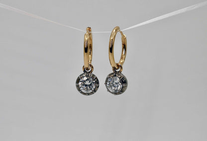 Custom Round Georgian Victorian Earrings, Lab Diamond or Moissanite, view 5