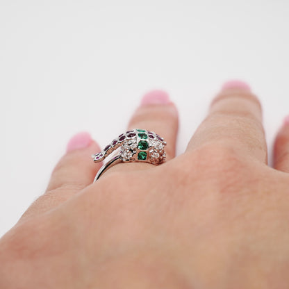 Shrimp Sushi Ring with Lab Rubies, 14K Gold, view 8