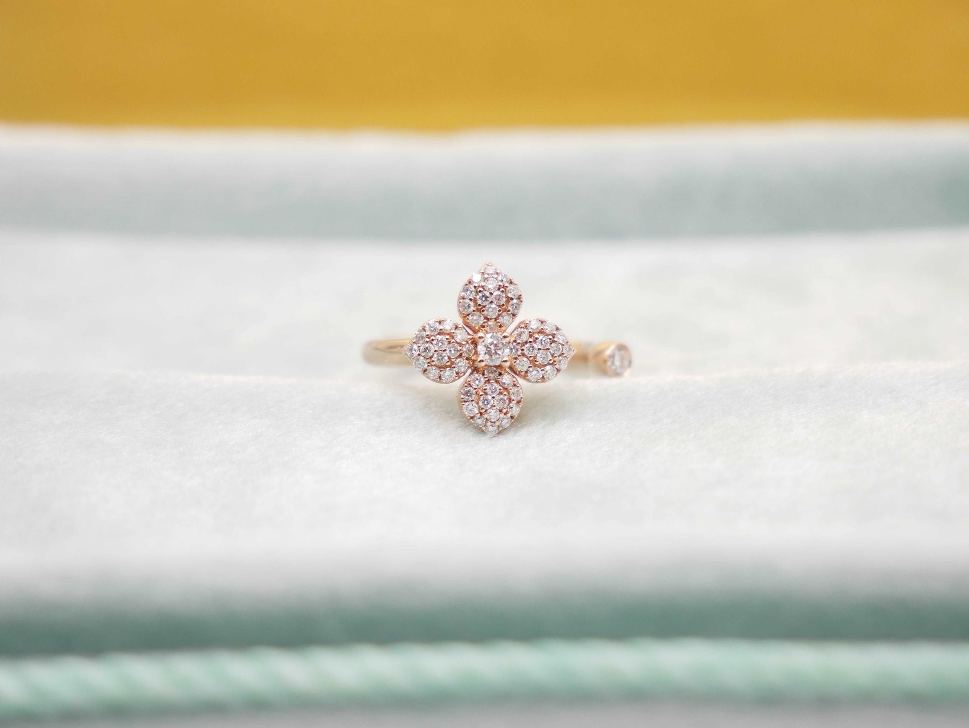 Diamond Clover Ring as seen on Amelia Liana -  Yael Joaillerie 