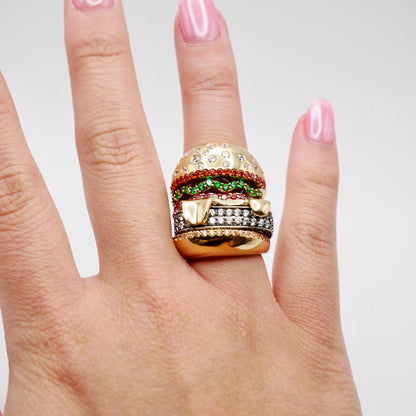 Stacked Hamburger Ring, Solid Gold, view 6