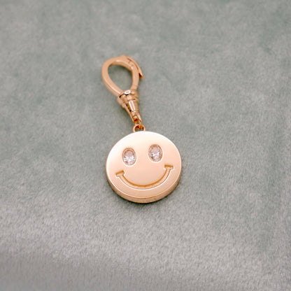 Happy Face Pendant with Lab Diamonds or Moissanites, 14K Gold, view 4