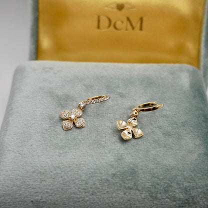 Diamond Clover Hoop Earrings, view 6