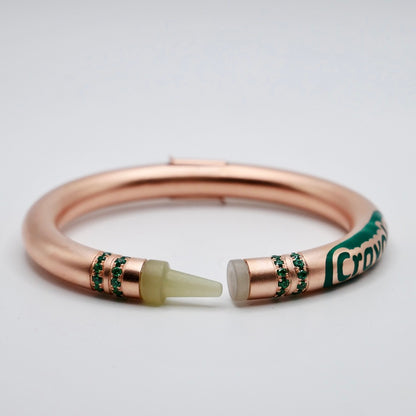 Customizable Crayon Bracelet with Nephrite and Lab Emeralds, Gold Filled, view 2