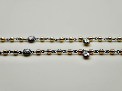 Georgian Victorian Art Deco Ball Chain Multi Stone Bracelet, Lab Diamond or Moissanite, view 4