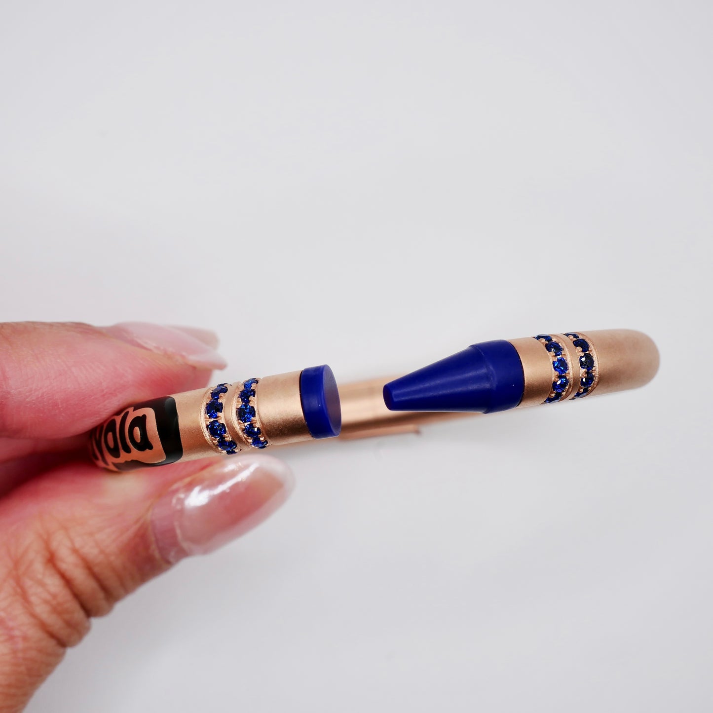 Customizable Crayon Bracelet with Blue Lapis and Blue Moissanites
