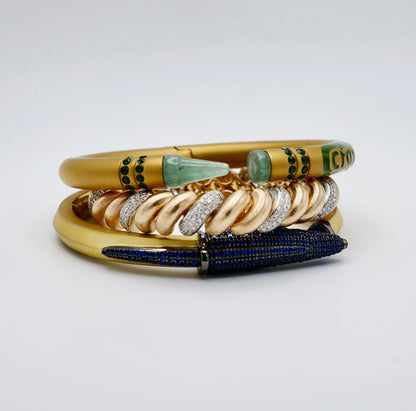 Pen Bangle with Lab Grown Blue Sapphire Pavé, 18K Yellow Gold Filled, view 11