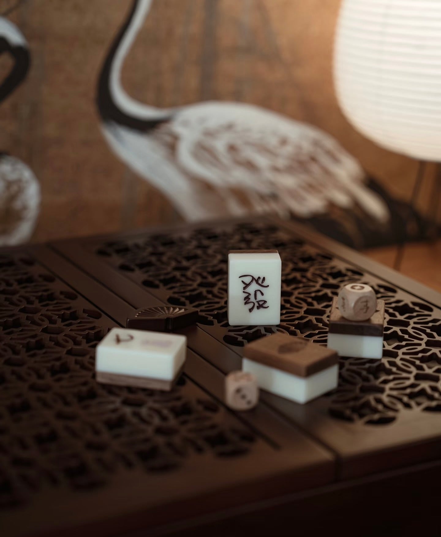 Luxury Mahjong Set Complete 144 Tiles, Carved Wood Storage Box Hand Painted Chinese Game Set | by Disco Marshmallow