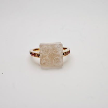 Building Block Ring with Quartz and Rainbow Sapphires, view 2