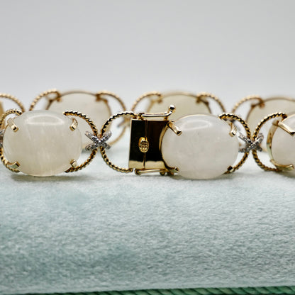 Pebble Cabochon Sicilian Moonstone/Amethyst/Citrine and Moissanite Rope Bracelet, view 7