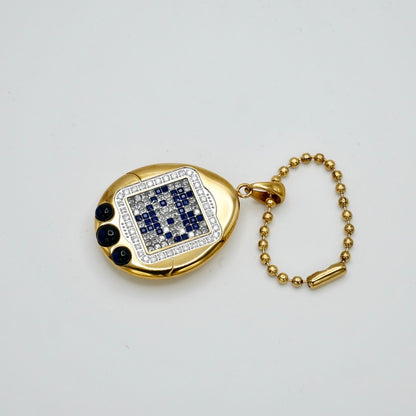 Pet Egg Pendant with Moissanites and Gemstones on Ball Chain, 18K Gold Filled, view 6