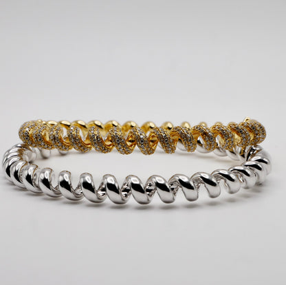 Fusilli Rotini Spiral Gold Bangle, view 9