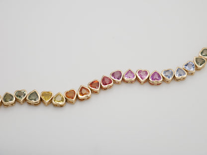 Multi Rainbow Heart Sapphire Tennis Bracelet, view 6