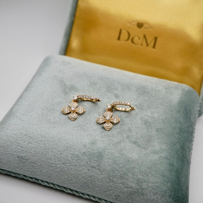 Diamond Clover Hoop Earrings, view 5