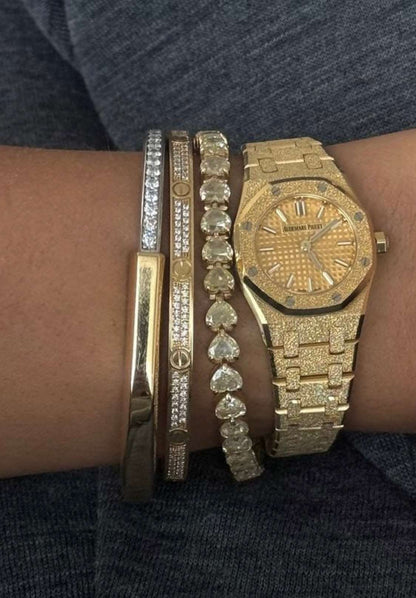 Heart Cut Fancy Lab Diamond Tennis Bracelet, 18K Gold, view 5