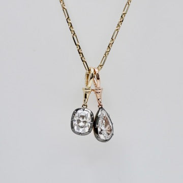 Georgian Victorian Diamond Pear Art Deco Ball Chain Pendant