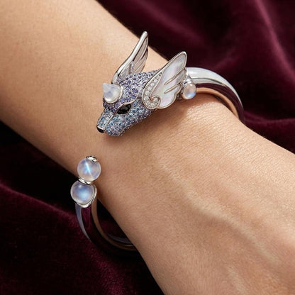 Dragonair Pokemon Cuff Bracelet Pavé Moissanite Moonstone, view 6